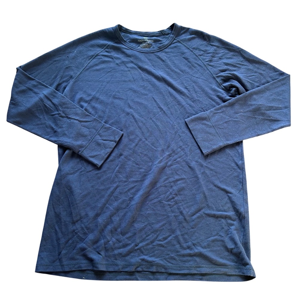 Mack Weldon Waffle Knit Shirt Mens Blue Long Sleeve Wool Blend XX-Large